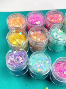 Aurora Chunky Iridescent Broken Ice Glitter Sequins Mixed Size PET Flakes for Nail Art Resin Tumbler DIY Craft Decor