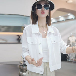 Shalldoer | Summer Lightweight Sun Protection Womens Blouse White Short-style