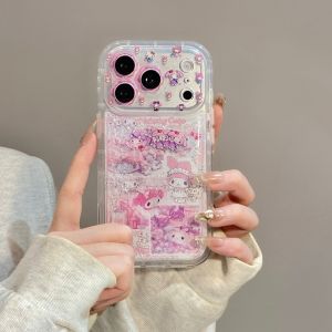 Sanrio | Sanrio My Melody Quicksand Phone Case for iPhone Clear Glitter Case Shockproof Protective Cover For iPhone 15 Pro 16 17 Pro Max