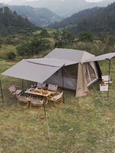 Naturehike VILLAGE 6.0 Gen 2 Flagship Edition Fast Automatic Cabin Style Tent Ti Black Coated Sunscreen Large 15m² Use Space for 4 Person Waterproof Ridge Roof 6 Ultimate