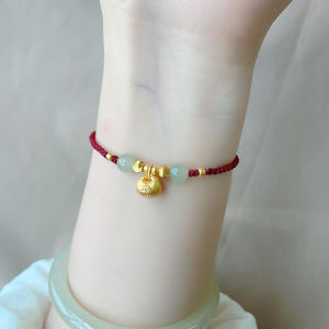 Fat Lucky Hand Bracelet for Women Woven Red Rope with Lucky Beads Fortune Teller Gift Alloy Gold Plated Ethnic Style Jewelry