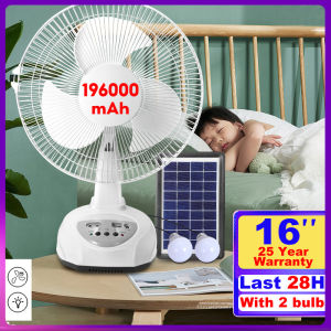 Solar electric fan with charger 12/14/16/18 Inch with 2 bulbs solar panel 220V rechargeable emergency light waterproof IP67
