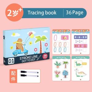 2-6 Years Tracing Workbook Preschool Educational Toys Reusable Childrens Logical Reusable Calligraphy Copybook Handwrite Practice Magic Books Toddler Learning Erasable Pen Logical Thinking Training Dot to Dot
