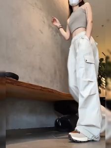 🚚พร้อมส่งจากกทม* ใหม่ ! กางเกงคาร์โก้ผู้หญิง✨Y2K cargo pant กางเกงลำลอง กระเป๋าตรง 2ใบ มีเชือกที่เอว S-2XLมี5ไซส์