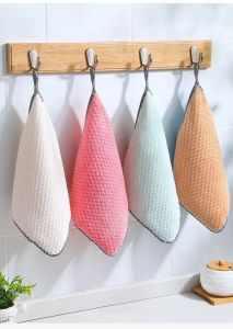 Kitchen towel Rag microfiber kitchen rag dish cloth non-stick oil thickened table cleaning cloth absorbent scouring pad home (Random color)