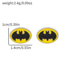 1pair Black&Yellow Bat Badge Earrings Fashion Bat Ear Studs for Girl Party Ear Accessories Gifts
