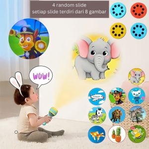 (BISA COD) PROMO 4 SLIDE 32 GAMBAR Mainan Anak Senter Proyektor Flashlight SNI