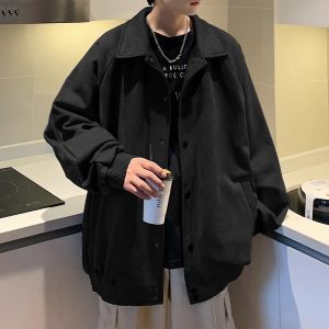 Áo Jacket Da Lộn Áo Khoác Cổ Bẻ Hàng Cúc Thanh Thiếu Niên Cảm Giác Cao Cấp Thường Ngày Rộng Rãi Thương Hiệu Sành Điệu Cổ Điển Mùa Xuân Thu Cho Nam