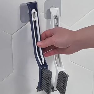 3-in-1 Multifunctional Cleaning Brush with Long Handle Gap Brushes Bristle Toilet Floor Brush Bathroom with hair clip