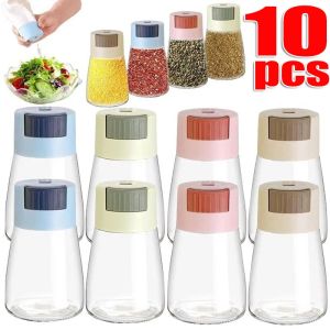 10Pcs Seasoning Bottle Salt Shaker Jar / Glass Spice Jar / Precise Measuring Seasoning Bottle / Measuring Salt Jar with Salt Holder / Kitchen Seasoning Storage Container