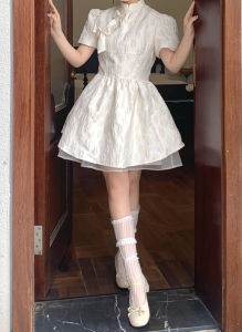 New Chinese Style White Qipao Improved Dress Women Summer New Small Design Sense Elegance Fluffy Princess Skirt