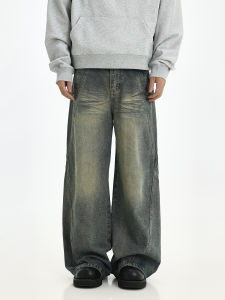 Retro American High-Endขาตรงกางเกงยีนส์สําหรับวัยรุ่นหลวมSlimmingกางเกงขากว้างสบายๆพร้อมซิป