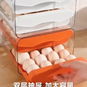 32 Grid Egg Tray Double Layer Drawer Type Egg Storage Organizer Rack