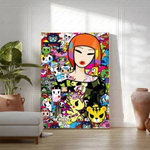 Bandai | Póster de Anime Kawaii t-tokidoki arte HD pared adhesiva impermeable decoración estética para el hogar sala de estar