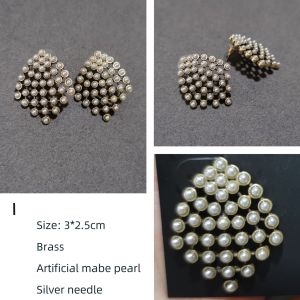DaVee | Vintage Pearl earrings red Crystal gemstone stud earrings Resin bohemian Artificial gemstone earrings
