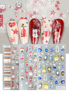 Tearable Thin Resilient Nail Art Stickers New Year Christmas Pixel Snowflake Hedgehog Deer Bear Nail Decoration Beauty Tools