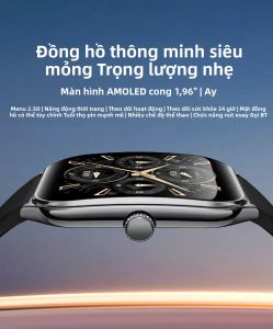 Đồng Hồ Thông Minh AMOLED 1.96 Inch Hỗ Trợ Gọi BT Theo Dõi Giấc Ngủ & Huyết Áp Pin 200mAh Theo Dõi Thể Dục Với Nhiều Chế Độ Tập Luyện Dành Cho Android & iOS