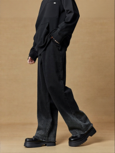 BODYDREAM | Faded Layered Gradual Damage Raw Edge Mens Jeans Straight Leg