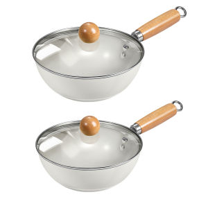 【HOSPORT】Ceramic Woks & Stir-Fry Pans with Lid Induction Cookware with Cool-Touch Handle for Cooking Saute Vegetables Meat Fish【1-3 days delivery】