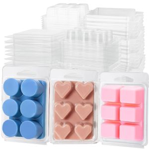 30pcs Wax Melt Molds 6 Cavity Circular Clear Empty Plastic Wax Melt Clamshells for Wickless Wax Melt Candles DIY Candle Tools ﻿