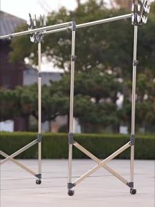 SHUHONG | Foldable Stainless Steel Double Bar Telescopic Adjustable Floor Clothes Drying Rack