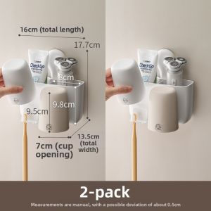 LANJIAOLUO | Hanging Toothbrush Holder with No Drilling Wall Mount for Bathroom Accessories