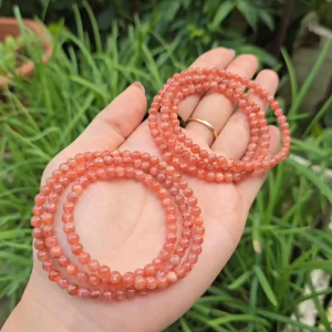 Q2135 Chuỗi 3v đá Mặt Trời Sunstone 5li ánh lửa blink sáng chói màu cam đậm mà trong cho Hỏa và Thổ - Phong Thuỷ TUDO P