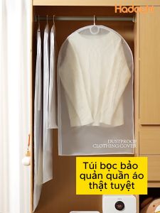 Combo 5 Túi Bọc Kín Quần Áo Chống Bụi Chống Ẩm Mốc Treo Tủ Túi Bọc Trùm Quần Áo Loại Dày Có Khóa Sắp Xếp Gọn Tủ Quần Áo