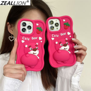 Zeallion Fashion Cute Bear Soft Silicone Phone Case for [ iPhone 14 13 12 11 Pro Max] Protective Shockrpoof Phone Cover Shell