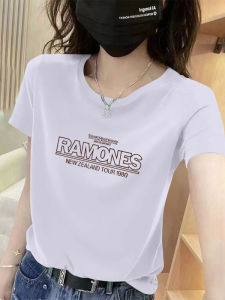 Áo Thun Cotton Tay Ngắn Mùa Hè Mới Cho Nữ Phong Cách Lười Biếng Màu Trắng Cổ Tròn Dáng Rộng Thoải Mái Thoáng Khí