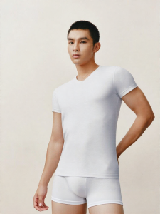 THREEGUN | Luxury Long-staple Cotton V-Neck Short Sleeve T-Shirt