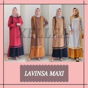 Gamis Wanita Lengan Panjang Pakaian Bahan Moscrepe Premium Adem Gamis Lavinsa Lebaran Kondangan Fashion Muslim Wanita Trendy