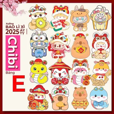 Combo 100 Bao lì xì tết giá rẻ 2025 hình hoạt hình cute
