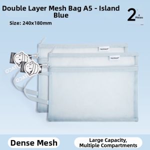 TacoTaco | Double Layered Mesh File Bag Transparent Zippered Student Special Large Capacity