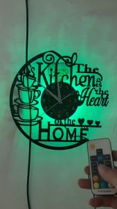 12 Inch Kitchen Vinyl Record Wall Clock Kitchen Heat Home Theme Wall Clock Coffee Bar Decor Coffee Wall Decor for Kitchen Office Living Room