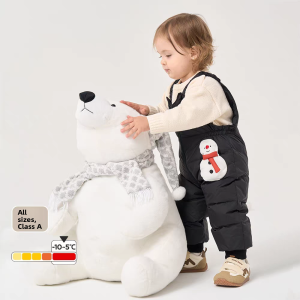 Thickened down Trousers for Babies And Kids Winter Outdoor High Waist Cartoon Style Boys Girls Long Pants Warm And Stylish