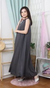 AYKO STORE - Inner Dress Sleveless Plisket Premium Long Dress Turtleneck Wanita