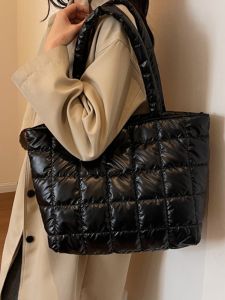 Fall and Winter Quilted Big Bag Womens 2023 New Arrival K-style down Cotton-Padded Coat Bag Fancy Satchel Shoulder Tote Bag