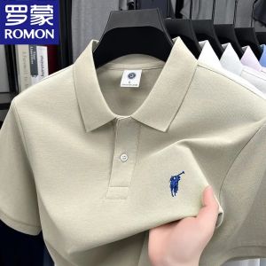 Áo Thun Polo Tay Ngắn Mùa Hè Bằng Cotton 100% Cổ Polo Thời Trang Thêu Thương Mại Thường Ngày Cho Nam Trung Niên