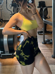 High Waist Dyed Tight Fitness Shorts Womens Sporty Breathable Moisture Wicking Running Yoga Training Gymming Cyclism Shorts