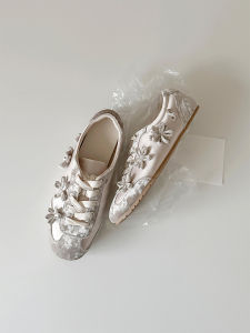 XUJIA | Satin Flower Sweet Ballet Style Casual Flat Sneakers