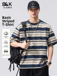 BALENO | Striped Summer New Short Sleeve T-Shirt Loose and Versatile Round Neck