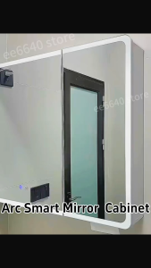 Aluminum Bathroom Mirror Cabinet With Led Light Lavatory Cosmetic Storage Smart Defog Bathroom Cabinet With Mirror Wall