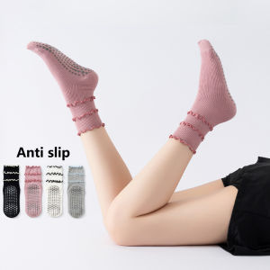 Cute sweet wave edge Yoga Pilates socks for women Non-slip floor sports Calf socks Fashion all-match trend socks