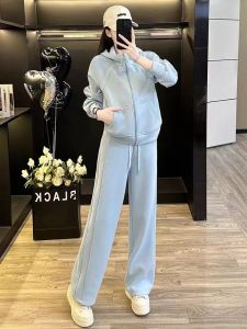 Premium Feel Sportswear Set Womens Spring Autumn Loose Korean Fashion Pure Cotton Sweatshirt Casual Two Piece Set Running