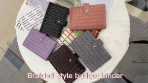 Braided a6 Black Budget Binder Money Wallet Organizer Planner with Zipper Cash Envelopes Sheets and Stickers for Both Women and Men office holder leather-005BK