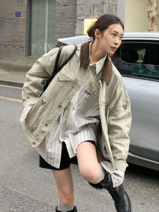 American Retro Workwear Denim Jacket Womens Loose Casual Versatile High-End Feelings Jacket Top Spring 2025 New Style