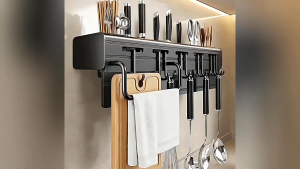 Giá để đồ bằng thép không gỉ Giá đỡ dao nhà bếp có móc Giá đựng đồ treo tường đa chức năng Phụ kiện giá đỡ đũa