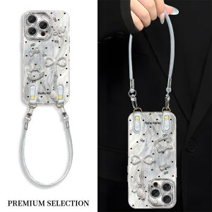 Fashionable Silicone Phone Case for Xiaomi 15 14pro 13 Redmi K80 K70 Note14 Womens Style Crossbody Butterfly Knot KT Cat Design