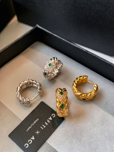 CAFFTI | Chic Style Metal Silver Green Zircon Earrings
